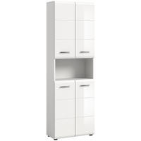 HOCHSCHRANK breit Ice Bad in weiß Nachbildung und weiß hochglanz B/H/T: 60x185x30 cm - Weiß, Holz (60/185/30cm)