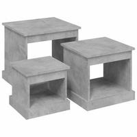 COUCHTISCHE 3 Stk. Betongrau Holzwerkstoff - Grau, Holzwerkstoff (48/45/45cm) - furnicato