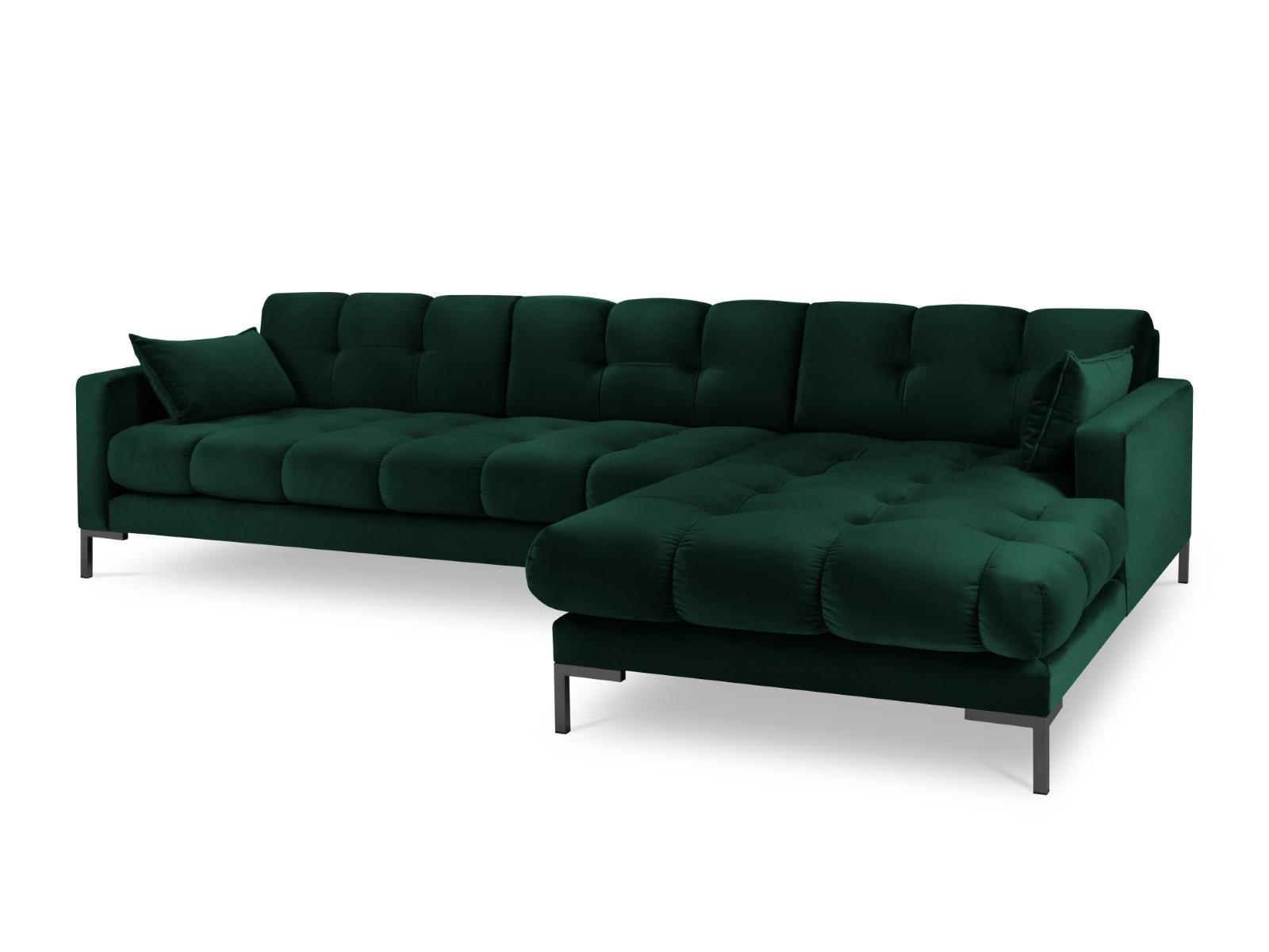 ECKSOFA rechts Mamaia aus Samt flaschengrün 5 Sitzplätze - Grün, Textil (185/293cm) - Micadoni