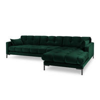 ECKSOFA rechts Mamaia aus Samt flaschengrün 5 Sitzplätze - Grün, Textil (185/293cm) - Micadoni