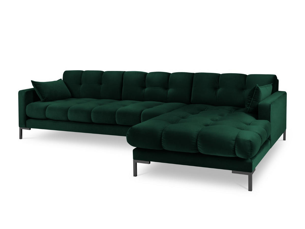 ECKSOFA rechts Mamaia aus Samt flaschengrün 5 Sitzplätze - Grün, Textil (185/293cm) - Micadoni