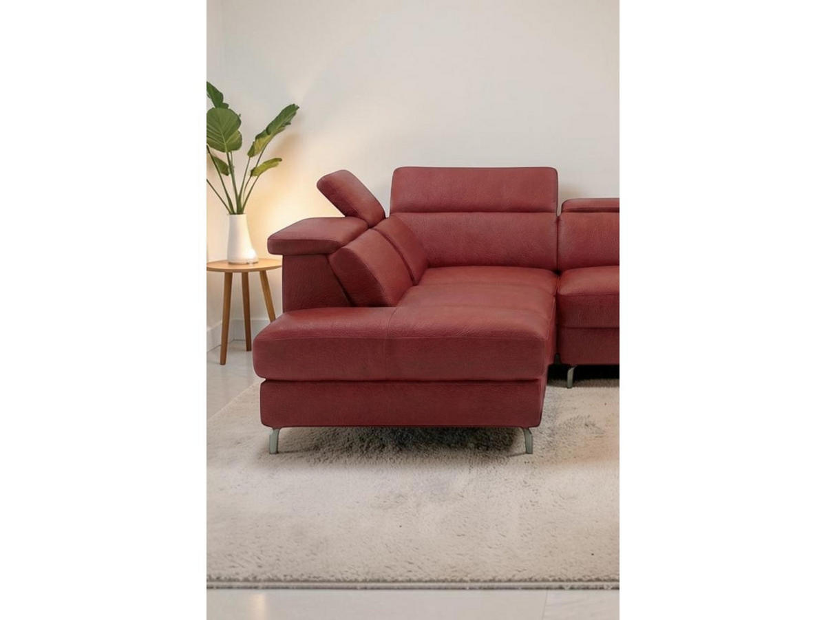 ECKSOFA Ambassador Echtleder Rot - Rot, Leder/Metall (224/272cm)