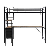 HOCHBETT 90/200 cm Schwarz, Dunkle Walnuss - Schwarz, Metall - Raumix