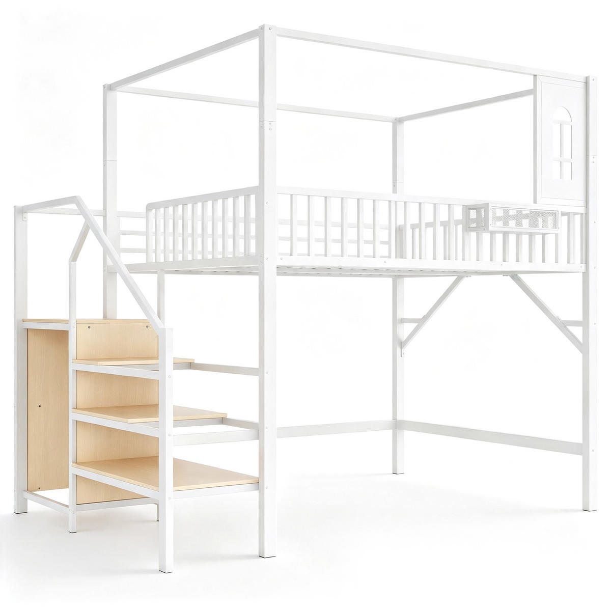 HOCHBETT 140/200 cm Metall mit Dachdesign, DE-41586, in Weiß - Weiß, Metall (140/200cm) - ComfortXL