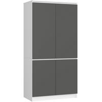 KLEIDERSCHRANK S90 4D, Weiß-Grau, 90x51x180 cm - Weiß/Grau, Holz (51/180/90cm) - Milordbikes