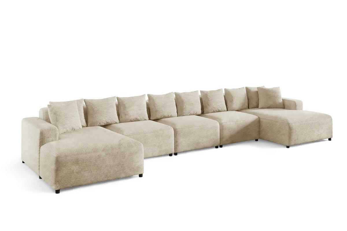 WOHNLANDSCHAFT Megan Xl In Poso - Creme, Holzwerkstoff/Textil (517/75/165cm) - Fun Möbel