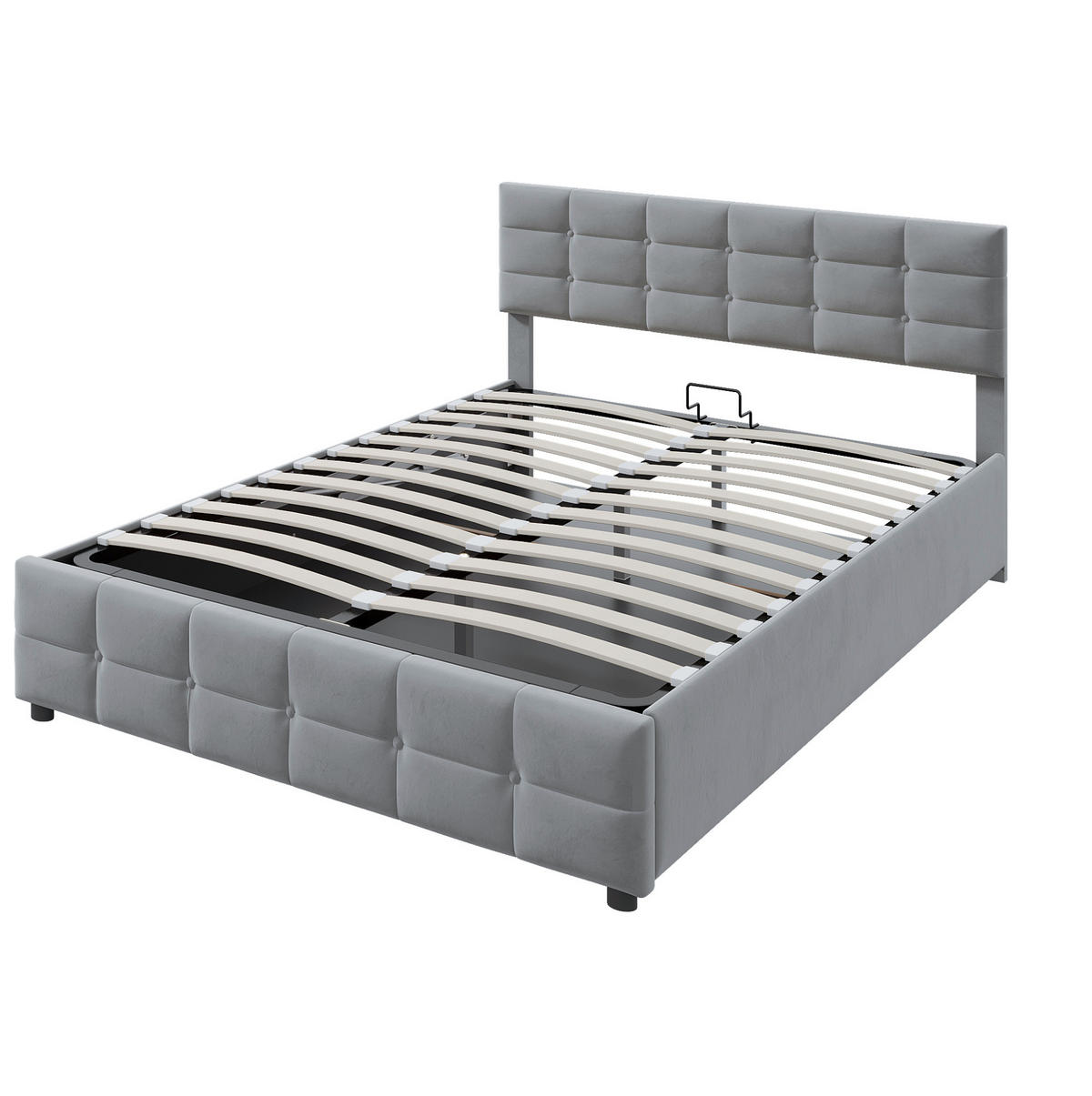 POLSTERBETT mit Stauraum 180x200 cm Samt Grau - Grau, Metall (180/200cm) - Meubliv