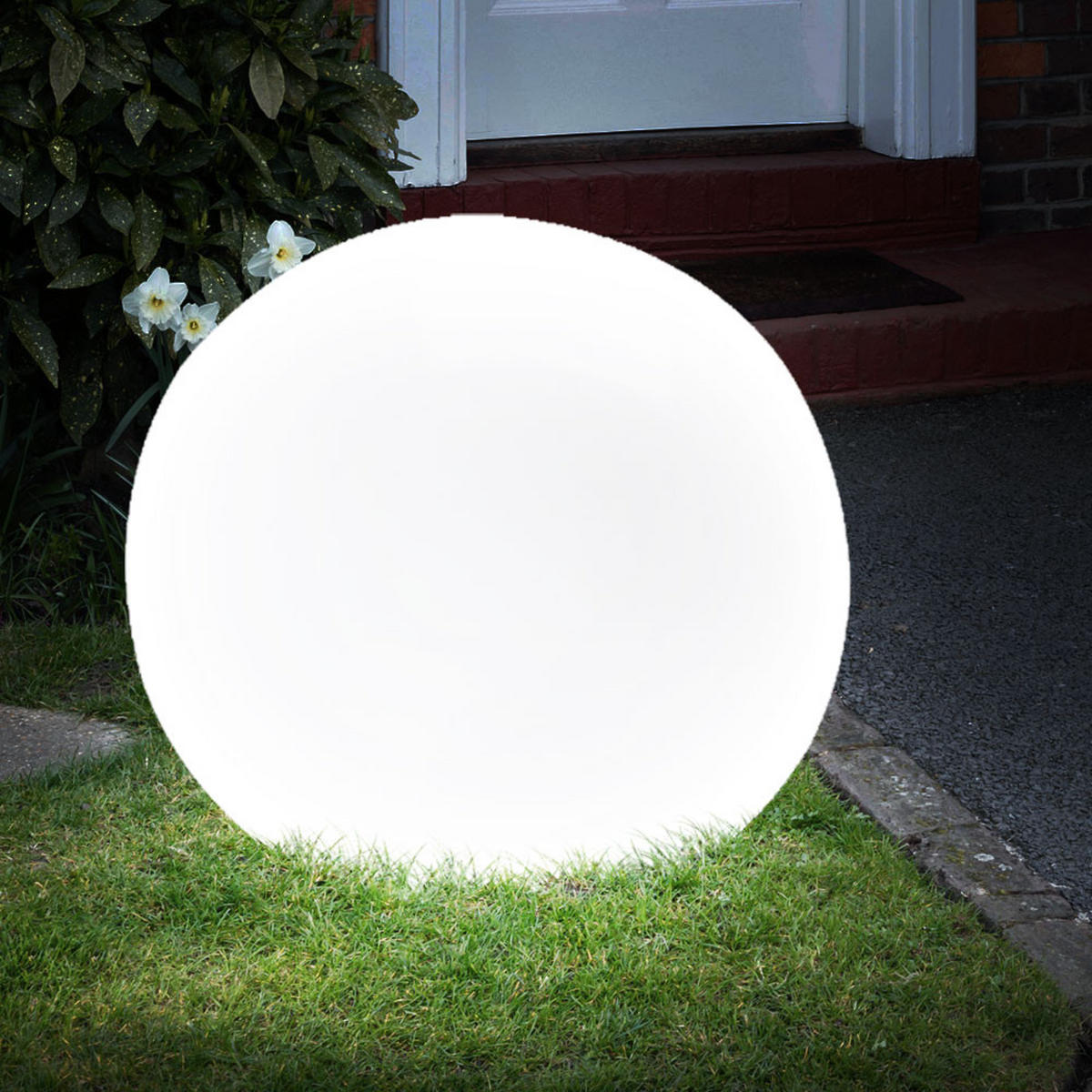 LED AUSSENLEUCHTE Kugelform Weiß 8er Set - Weiß, Kunststoff (30/30/70cm)