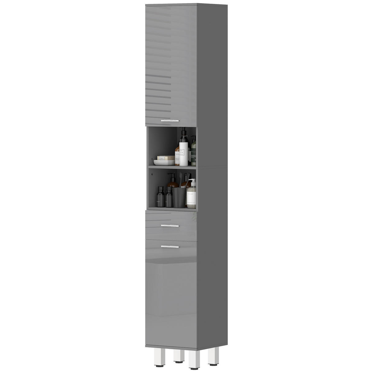 HOCHSCHRANK DE-08531 Grau - Grau, Holzwerkstoff (30/180/30cm) - ComfortXL