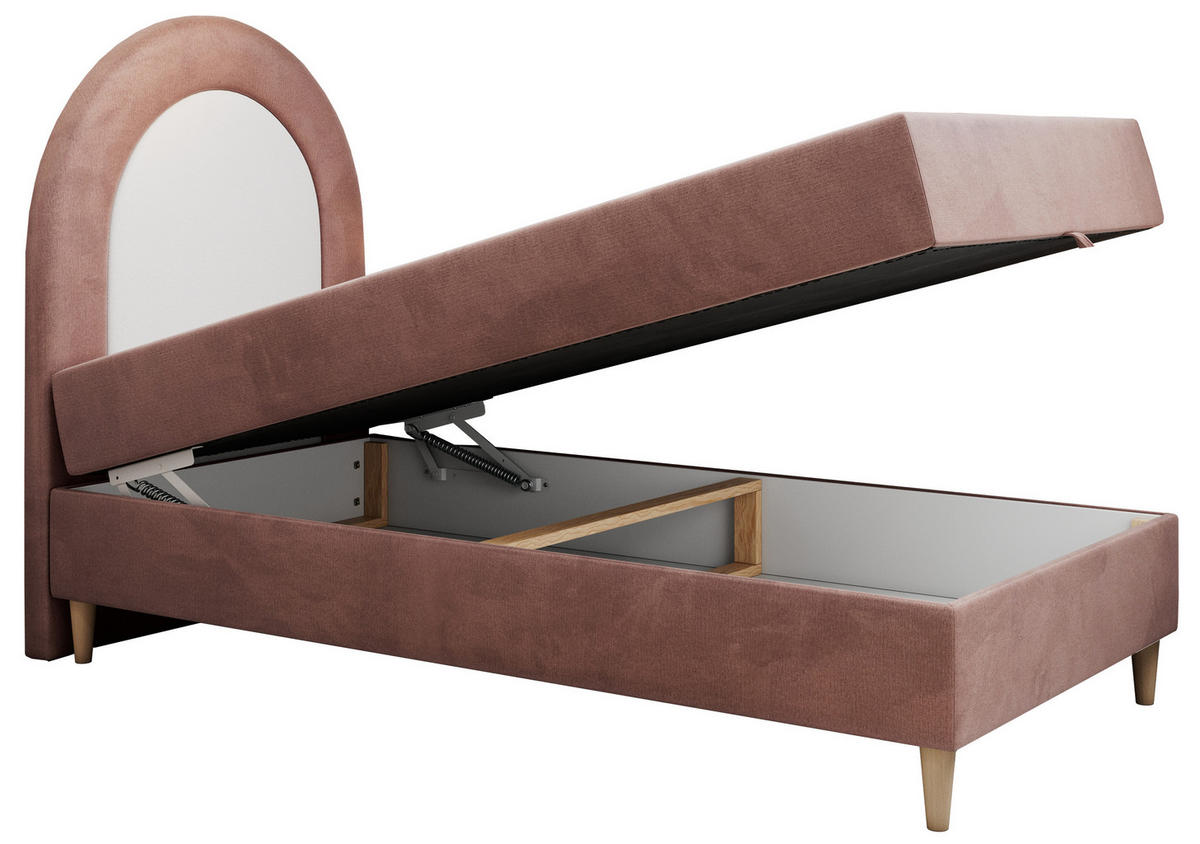 BOXBETT NEST 90/180 Rosa Velvet hydrophob - H3 - Rosa, Holz/Textil (90/180cm) - MKS