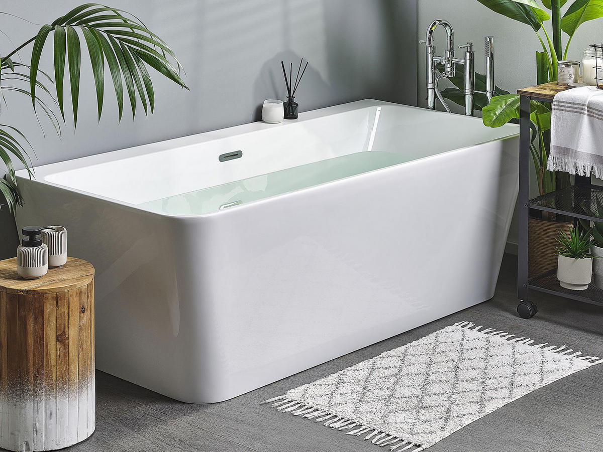 BADEWANNE 80x170x60 cm weiß Hassel - Weiß, Kunststoff (80/60/170cm) - Beliani