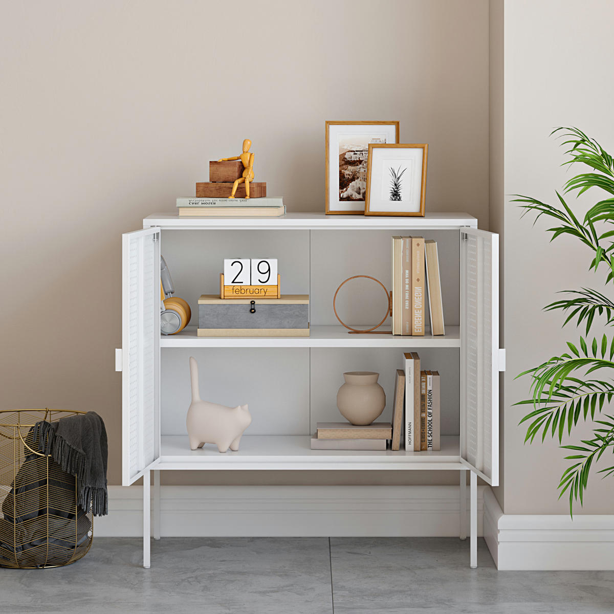 SIDEBOARD Castelli - Weiß, Metall (80/82.5/40cm) - [en.casa]