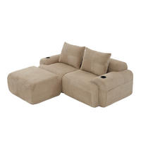 MODULARES 2-Sitzer Sofa Cord mit Getränkehalter und Seitentasche 200/174/80 cm Sandfarben - Sandfarben, Textil (174/200cm) - Redom