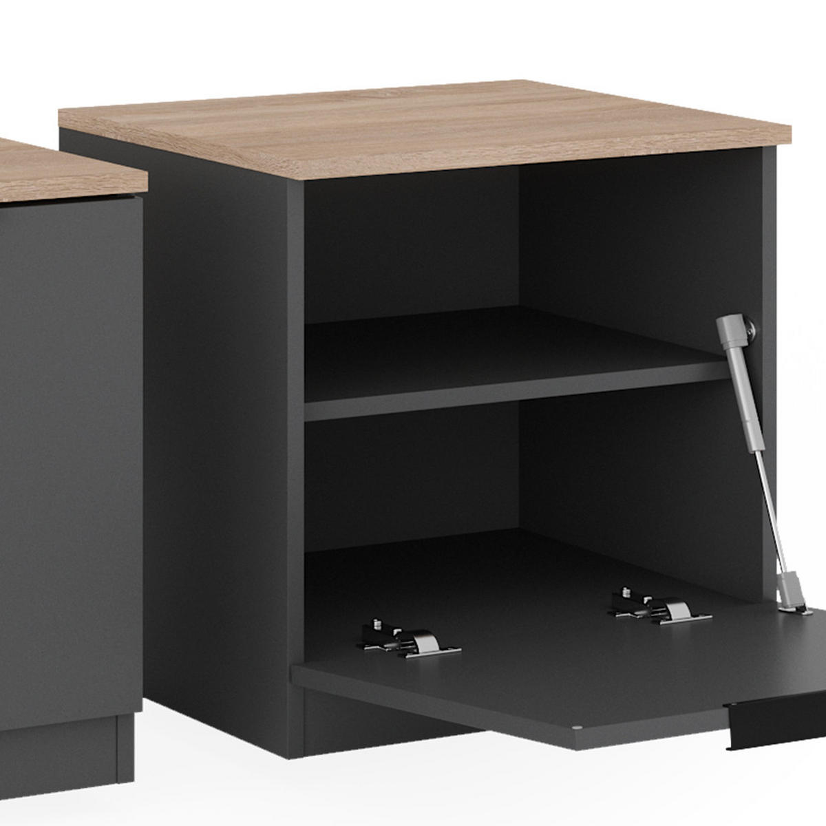 NACHTTISCH Betti Anthrazit 50 x 50 cm 2er Set - Anthrazit/Sonoma Eiche, Holzwerkstoff (50/50/42cm) - Vicco
