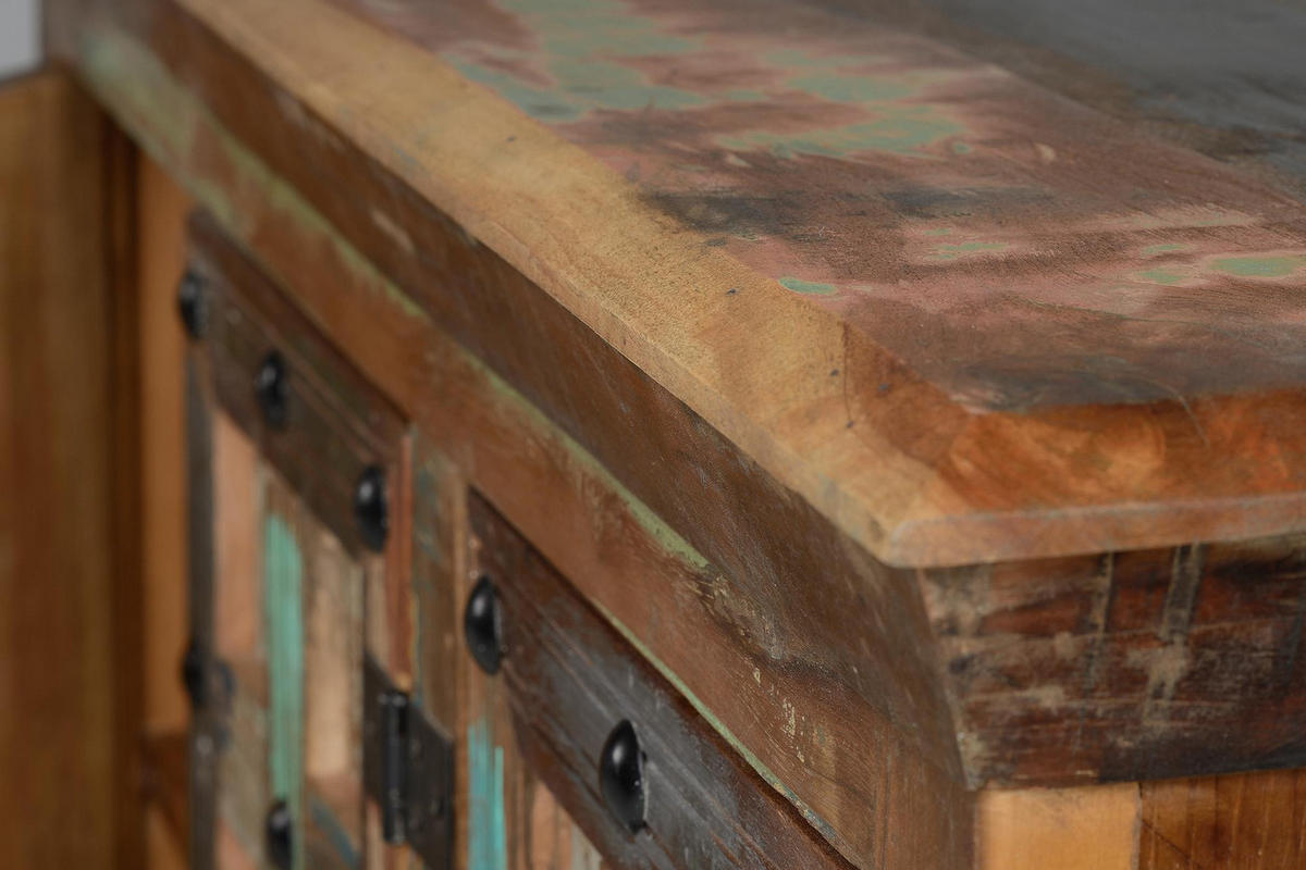 SIDEBOARD aus recyceltem Holz und mehrfarbigen Metalldetails - Chromfarben, Holz (40/80/110cm) - Giner y Colomer