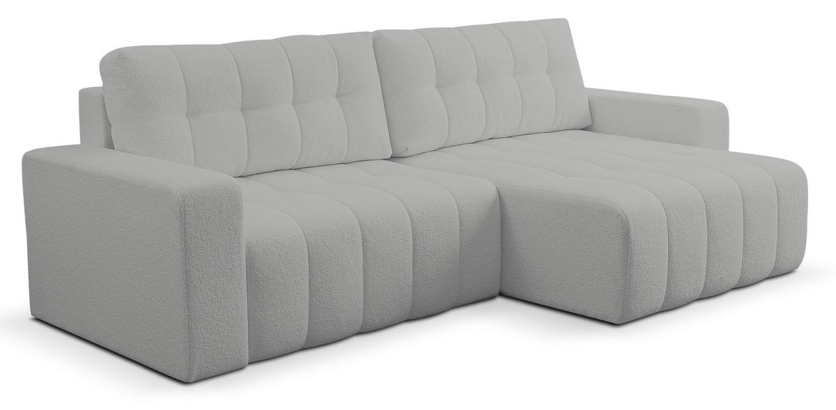 ECKSOFA Palermo mit Schlaffunktion und Bettkasten - Grau, Holz/Holzwerkstoff (245/143cm) - Ravio