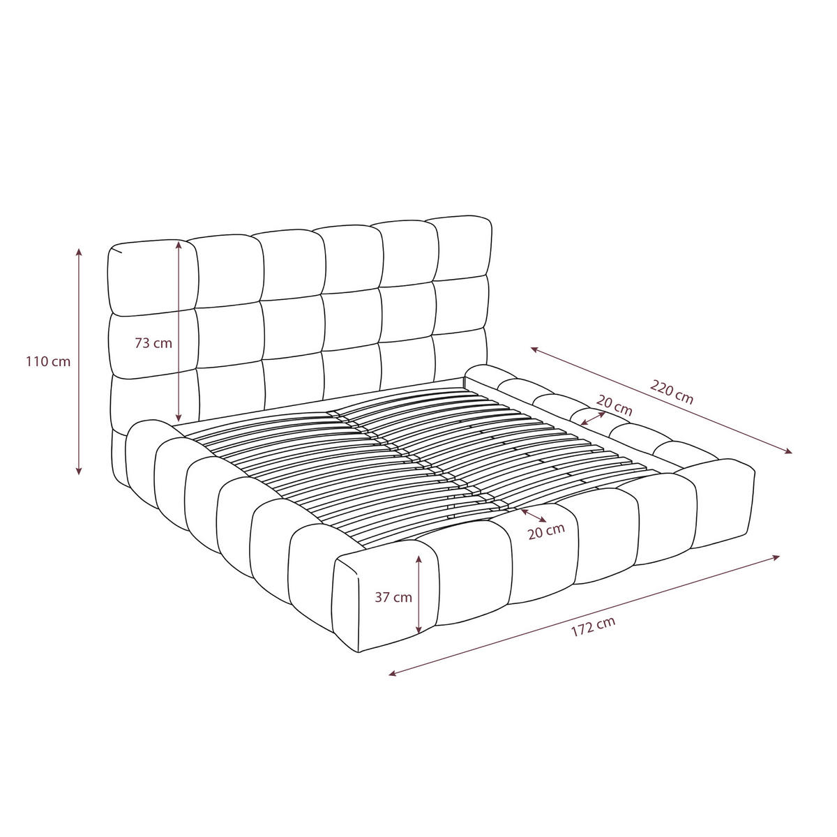 POLSTERBETT AMITY MAXI 140x200 cm in Creme, gepolstertes Kopfteil, Lattenrost, Bettkasten, Bouclé-Stoff - Creme/Naturfarben, Holz/Textil (140/200cm) - Muffo