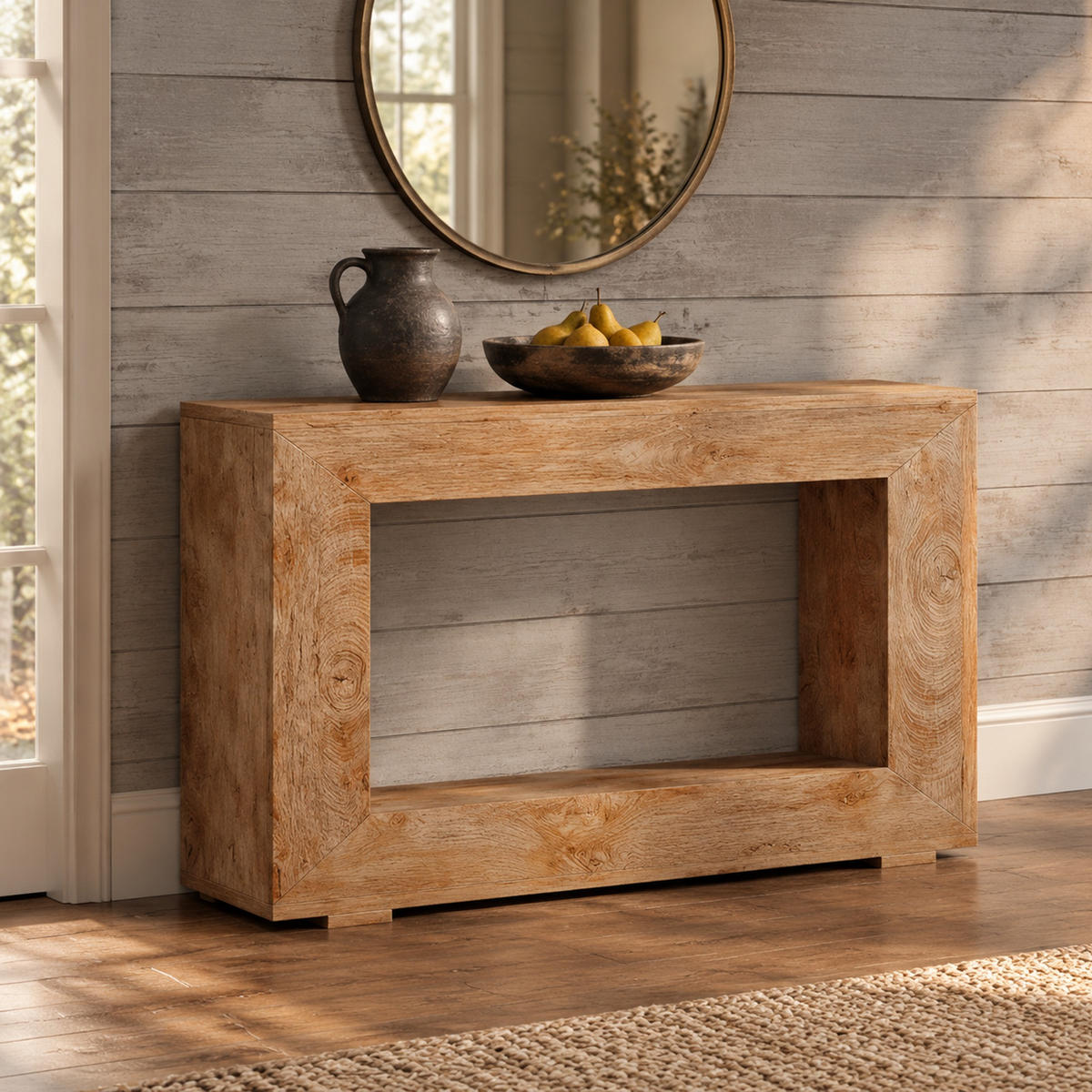 KONSOLENTISCH mit Stauraum 120 x 30 x 83,5 cm Holz Braun - Braun, Holz (120/30/86cm) - Meubliv