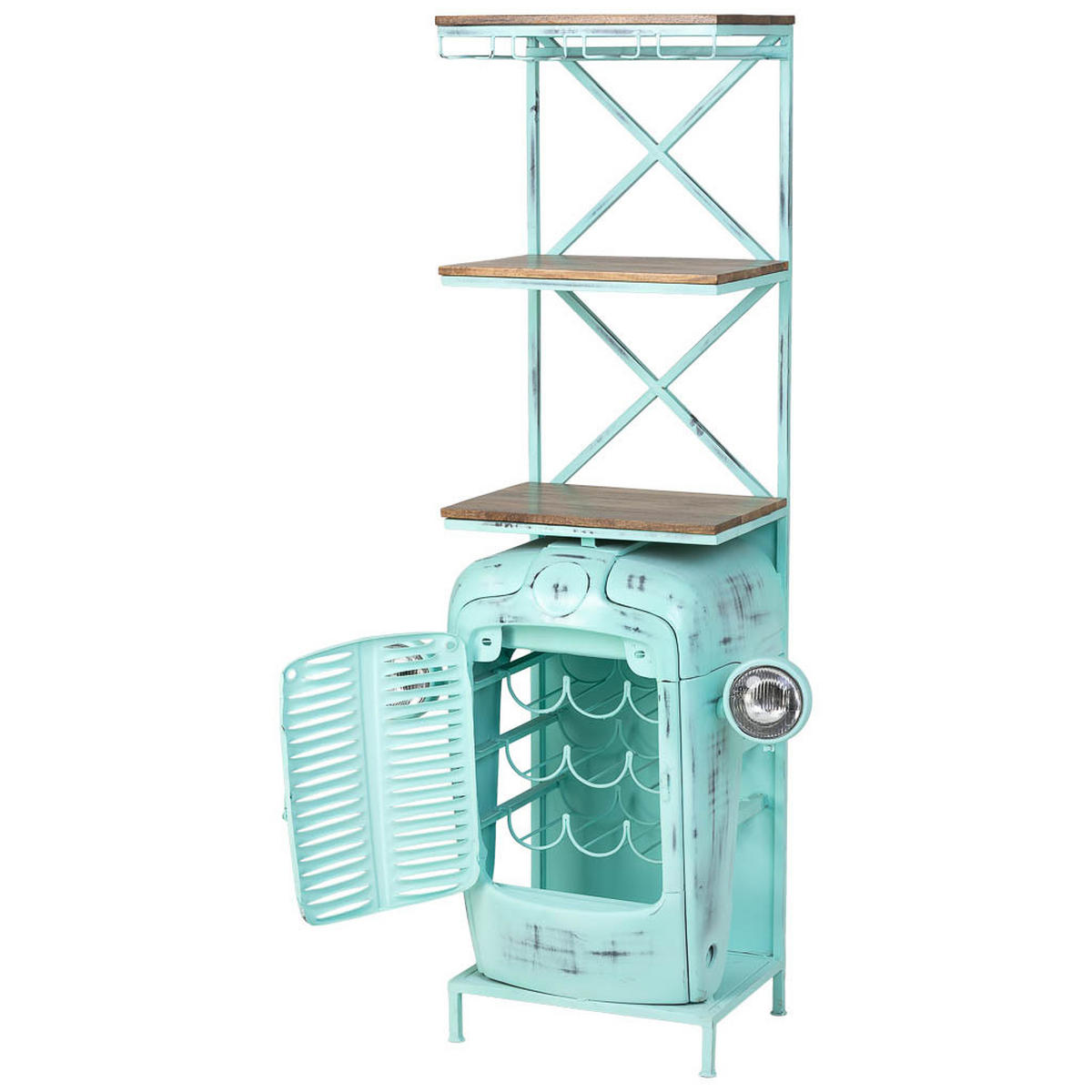 WEINREGAL, blau, 84x40x185cm - Blau, Metall (84/185/40cm) - Wanderlust