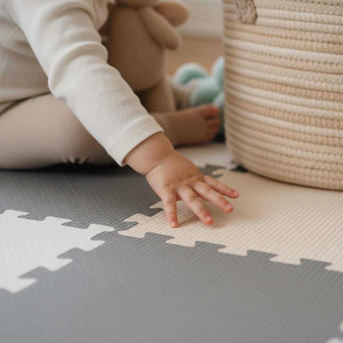 SPIELMATTE ab Null - 270/90 cm Puzzlematte Grau - Multicolor, Kunststoff (30/30cm) - Littletom