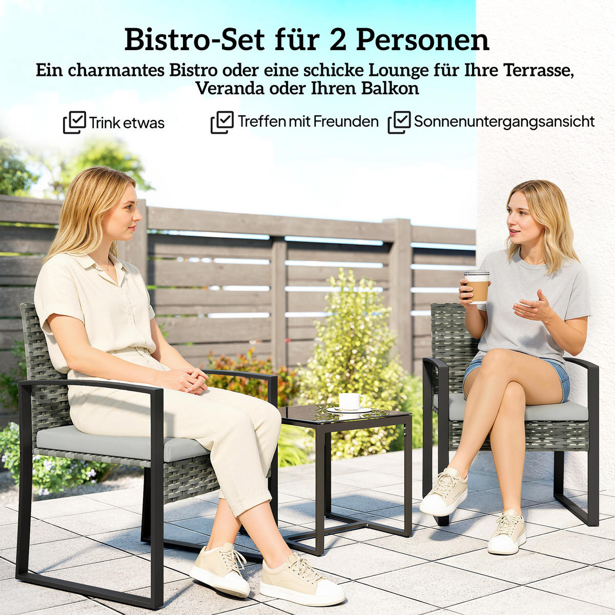 BISTROSET 3-teilig DE-06776 mit Couchtisch Hellgrau - Hellgrau, Kunststoff/Metall - ComfortXL