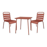 GARTEN-ESSGRUPPE: Tisch L.70 cm + 2 stapelbare Stühle - Metall - Terracotta - MIRMANDE von MYLIA - Braun, Metall - Vente-Unique