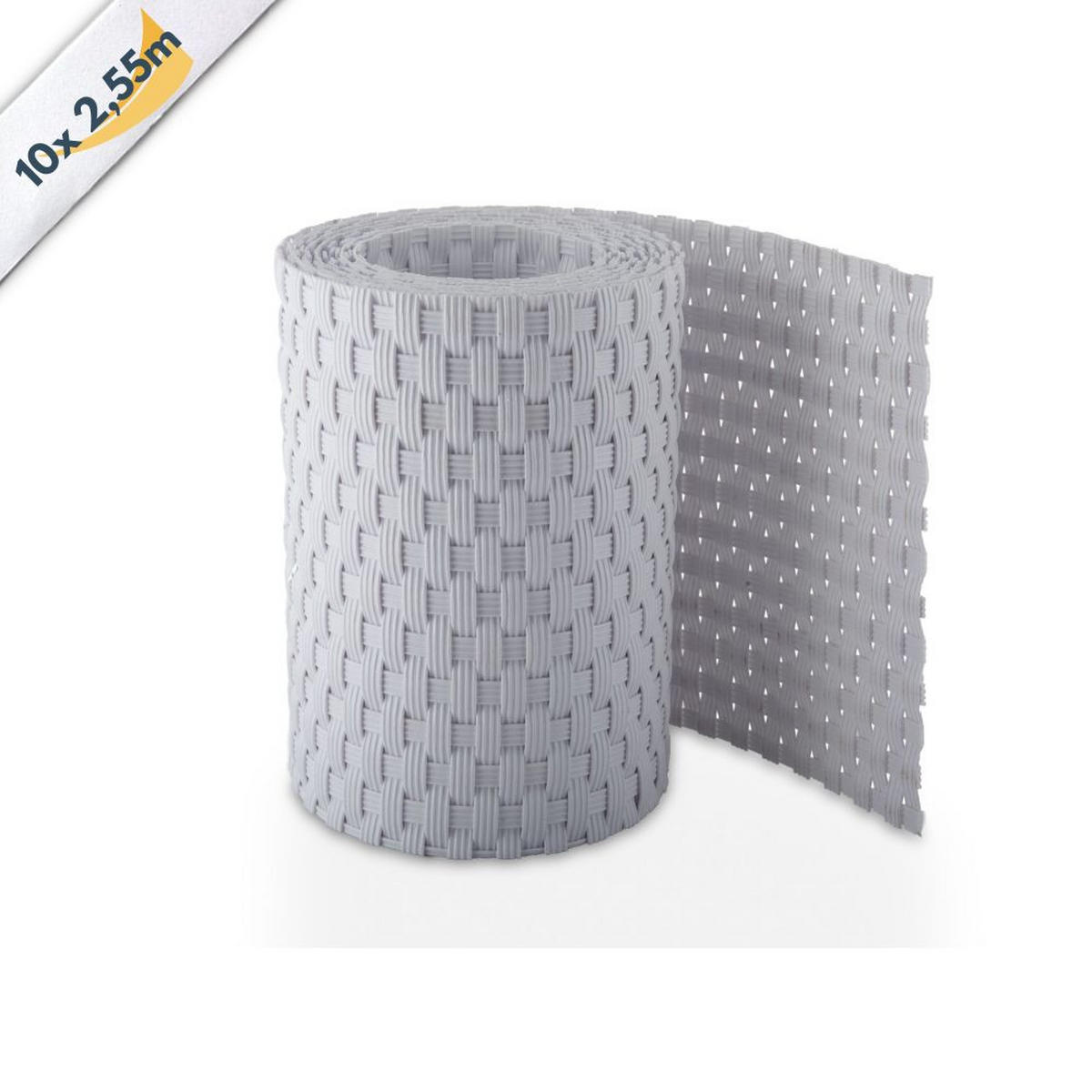 SICHTSCHUTZSTREIFEN Rattan für Doppelstabmatten UV-beständig Weiß 10x 2,55m - Weiß, Kunststoff (2550/19cm) - ZAUN|ZU