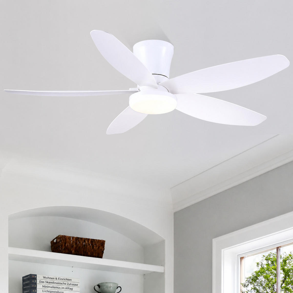 DECKENVENTILATOR Weiß 122 cm mit LED und leisem DC-Motor - Weiß, Kunststoff (122/122/22cm) - Surtime