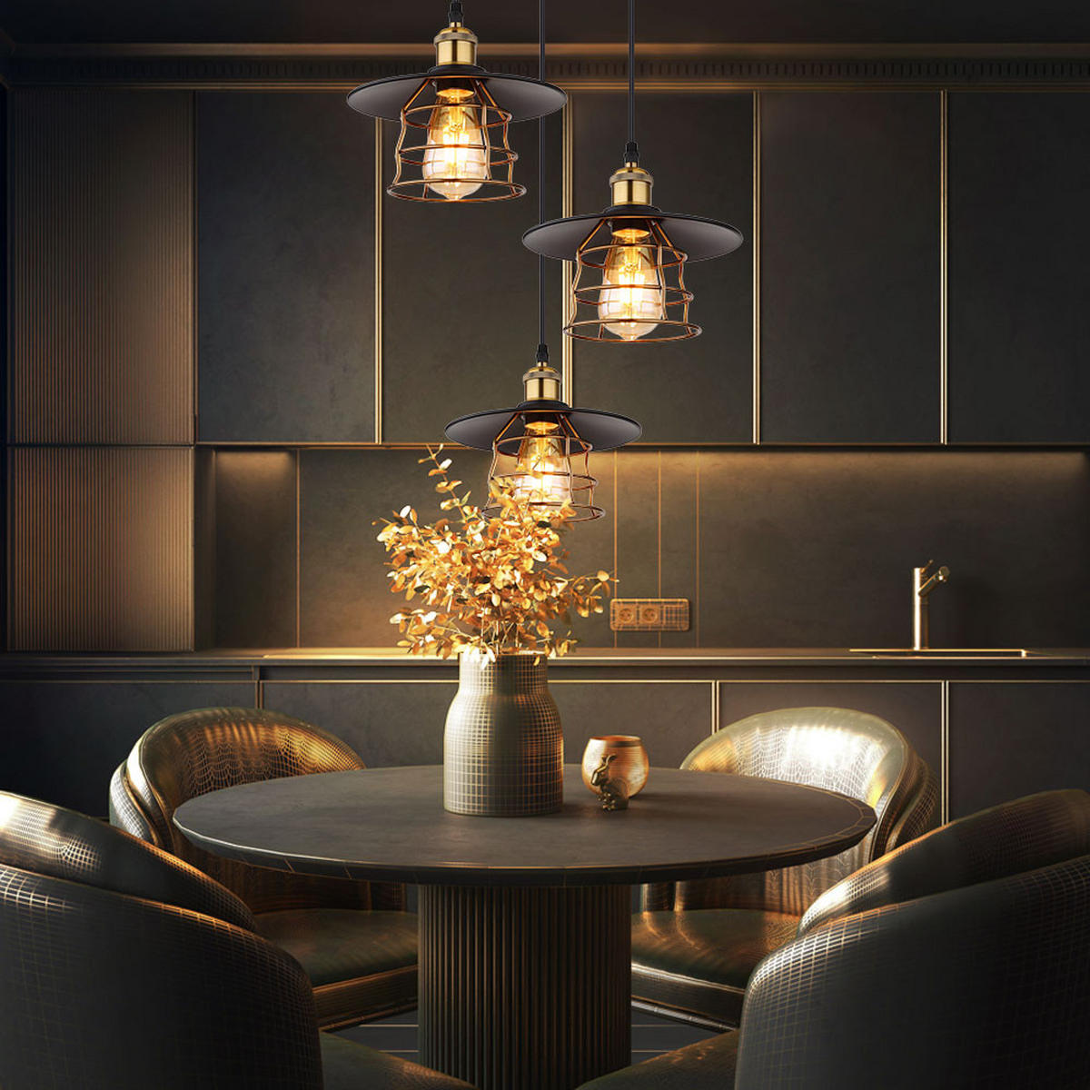 HÄNGELEUCHTE VIEJO Metall Schwarz Gitter - Schwarz, Metall (33/33/150cm) - Globo Lighting