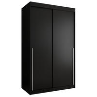 SCHIEBETÜRENSCHRANK 120 cm Breite, schwarz mit silbernem Griff - Silberfarben/Schwarz, Holzwerkstoff (120/200/62cm) - Home Collective