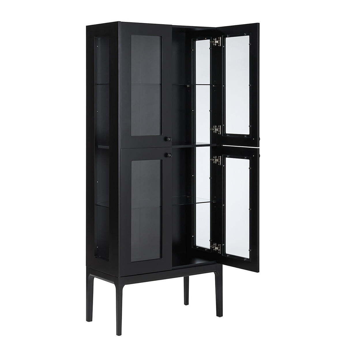 VITRINENSCHRANK - Holzwerkstoff / Glas - Schwarz/Weiß, Holz/Holzwerkstoff (80/190/40cm) - home24