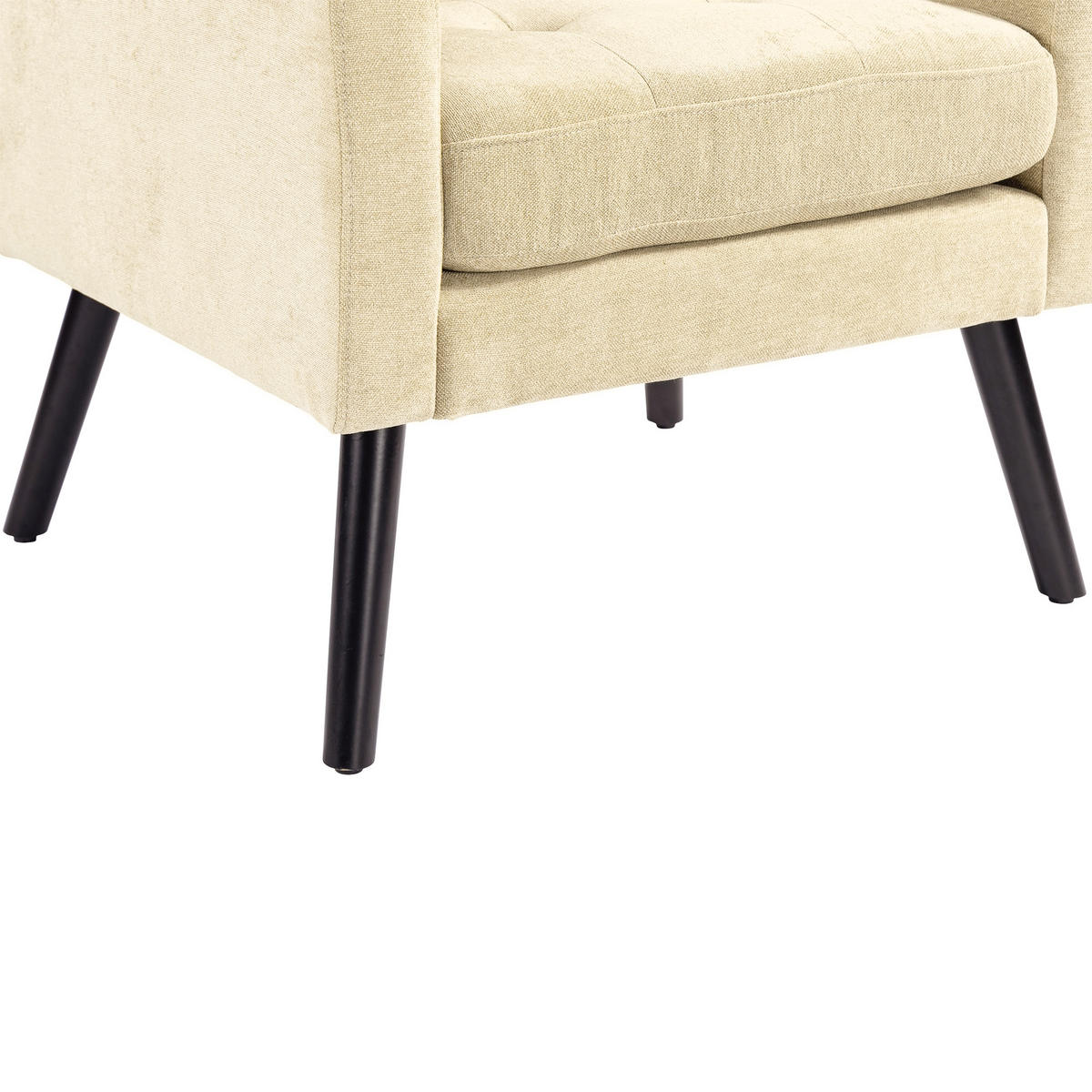 SESSEL Knopfpolsterung mit Massivholzbeinen, DE-42374, Schwarz - Beige, Holzwerkstoff (76/88/68cm) - ComfortXL