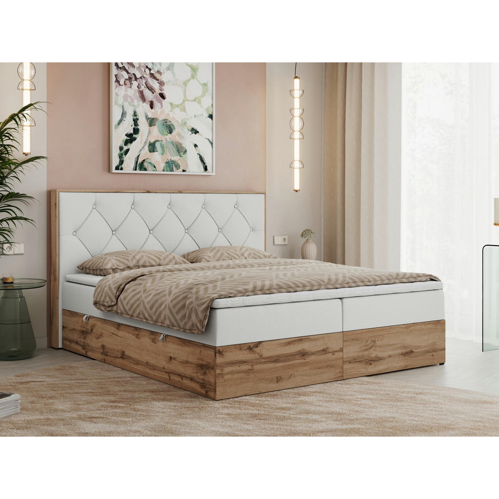 Thumbnail - MKS Boxbett, Weiß, Textil, 2-Sitzer, H3, Rechteckig, 200x200 cm, Schlafzimmer, Betten, Boxspringbetten