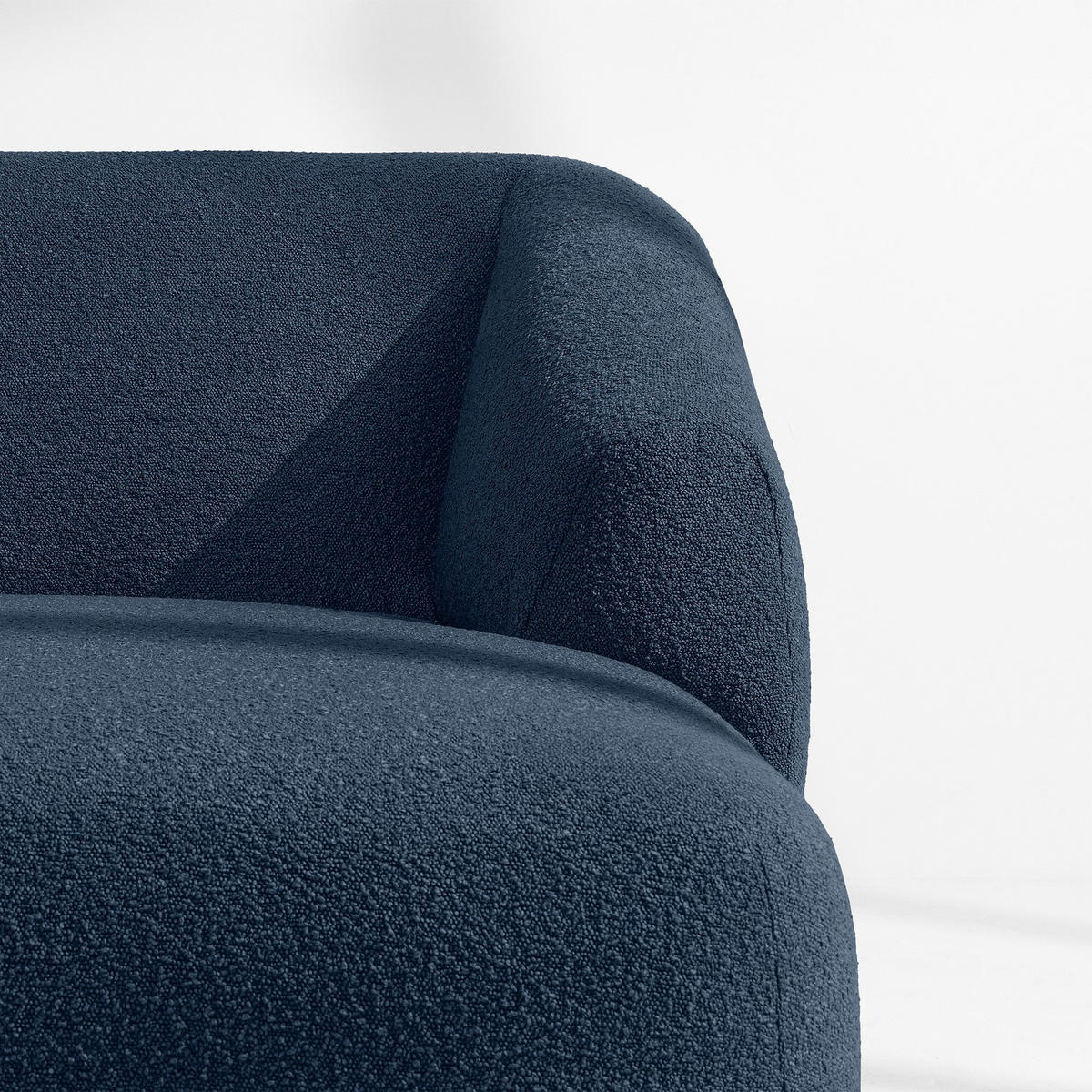 ECKSOFA RECHTS VIRA, Marineblau, Bouclé - Schwarz/Dunkelblau, Holz/Holzwerkstoff (300/160cm) - KONSIMO®