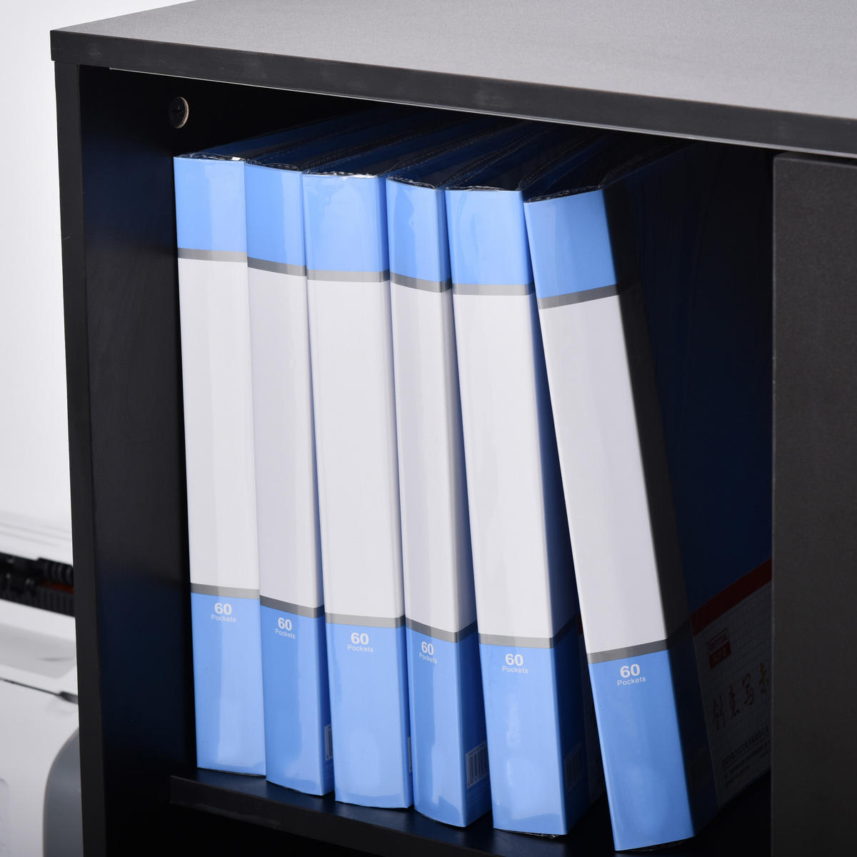 AKTENSCHRANK DE-14416 2 Schiebetüren abschließbar, 2 Böden Schwarz - Schwarz, Holzwerkstoff (40/120/80cm) - ComfortXL