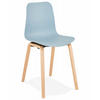 DESIGNERSTUHL Kunststoffsitz Holzgestell, Blau-Beige 44,5x52,5x81 cm - Blau/Beige, Holz/Kunststoff (45/81/53cm) - KADIMA DESIGN