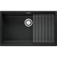 SPÜLBECKEN Praga Slim, 2-er set Anthrazit 76/47 cm 1 Becken + Ablauf-Set + Aufrollbare Abtropffläche ab 80er Unterschrank - Chromfarben/Anthrazit, Kunststoff (76/20/47cm) - Primagran