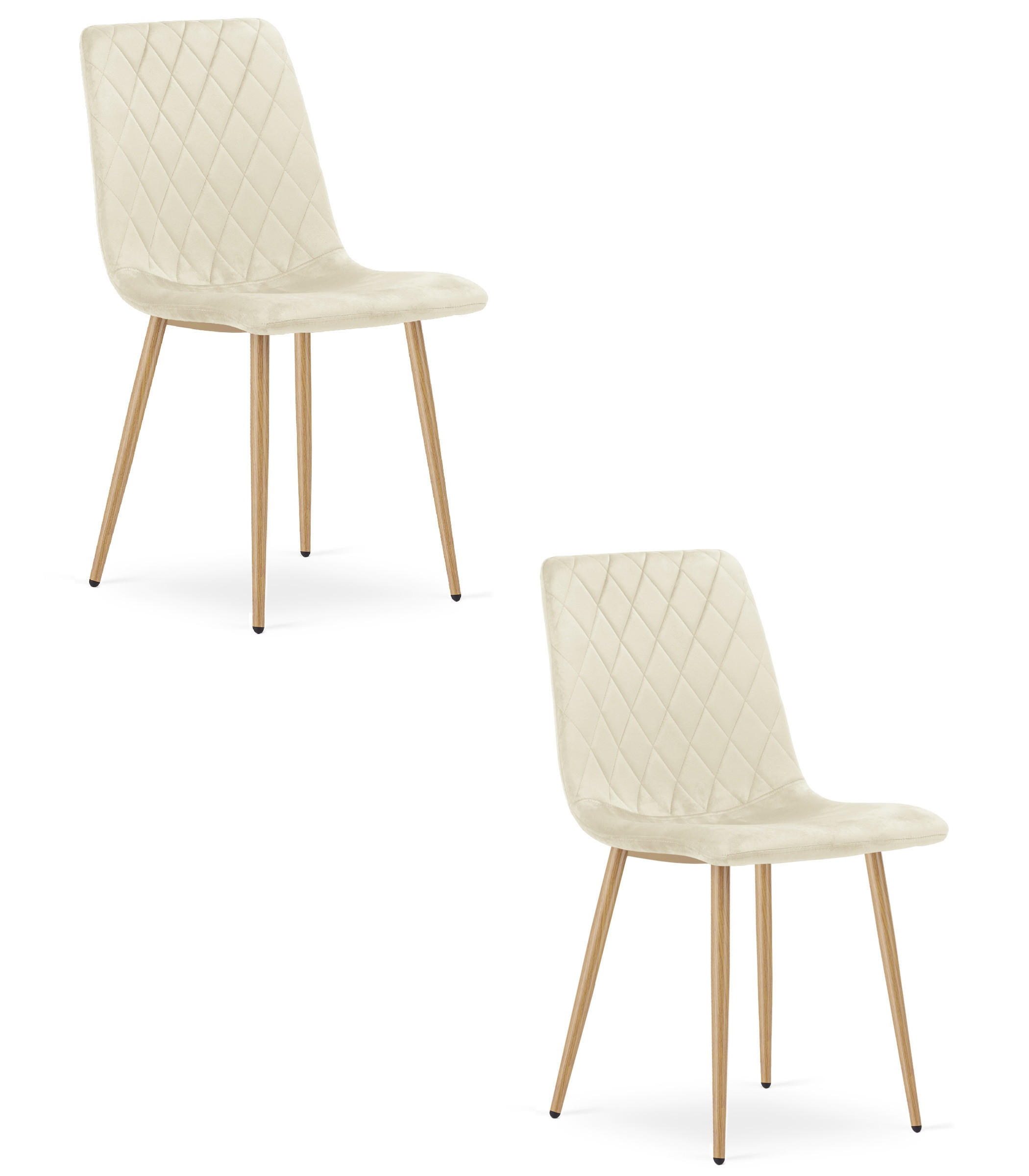 ESSZIMMERSTUHL 2-er Set TURIN hellbeige Sitzfläche, Beine in Holzfarbe - Hellbraun/Eichefarben, Textil (44.5/88.5/53cm) - Valora