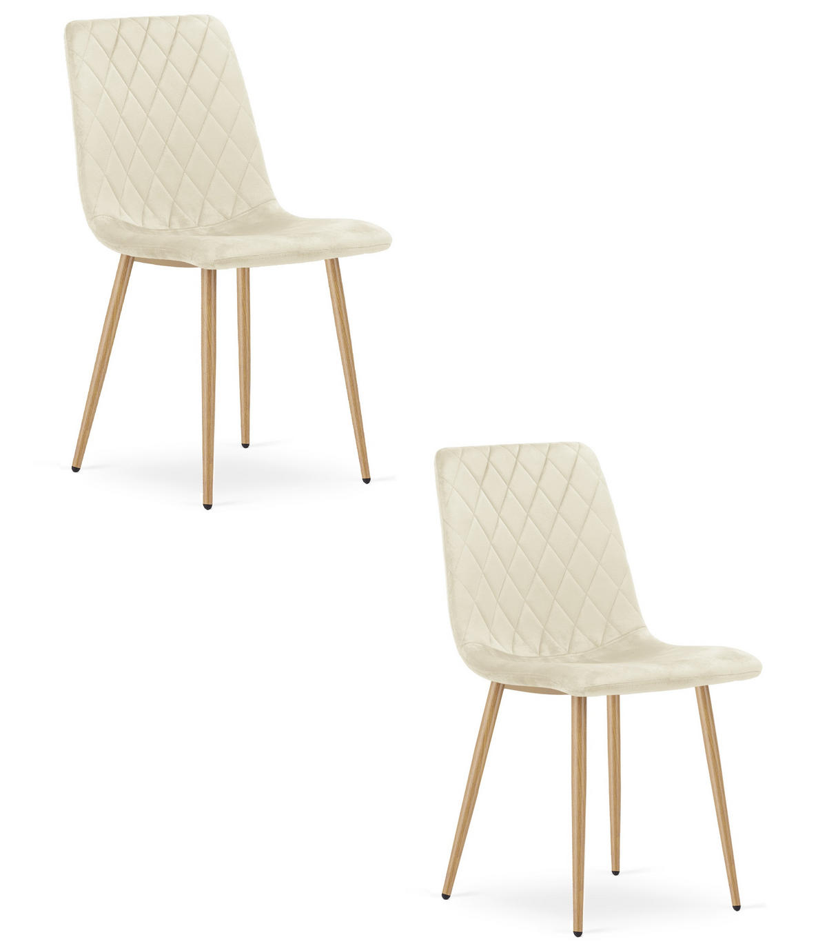 ESSZIMMERSTUHL 2-er Set TURIN hellbeige Sitzfläche, Beine in Holzfarbe - Hellbraun/Eichefarben, Textil (44.5/88.5/53cm) - Valora