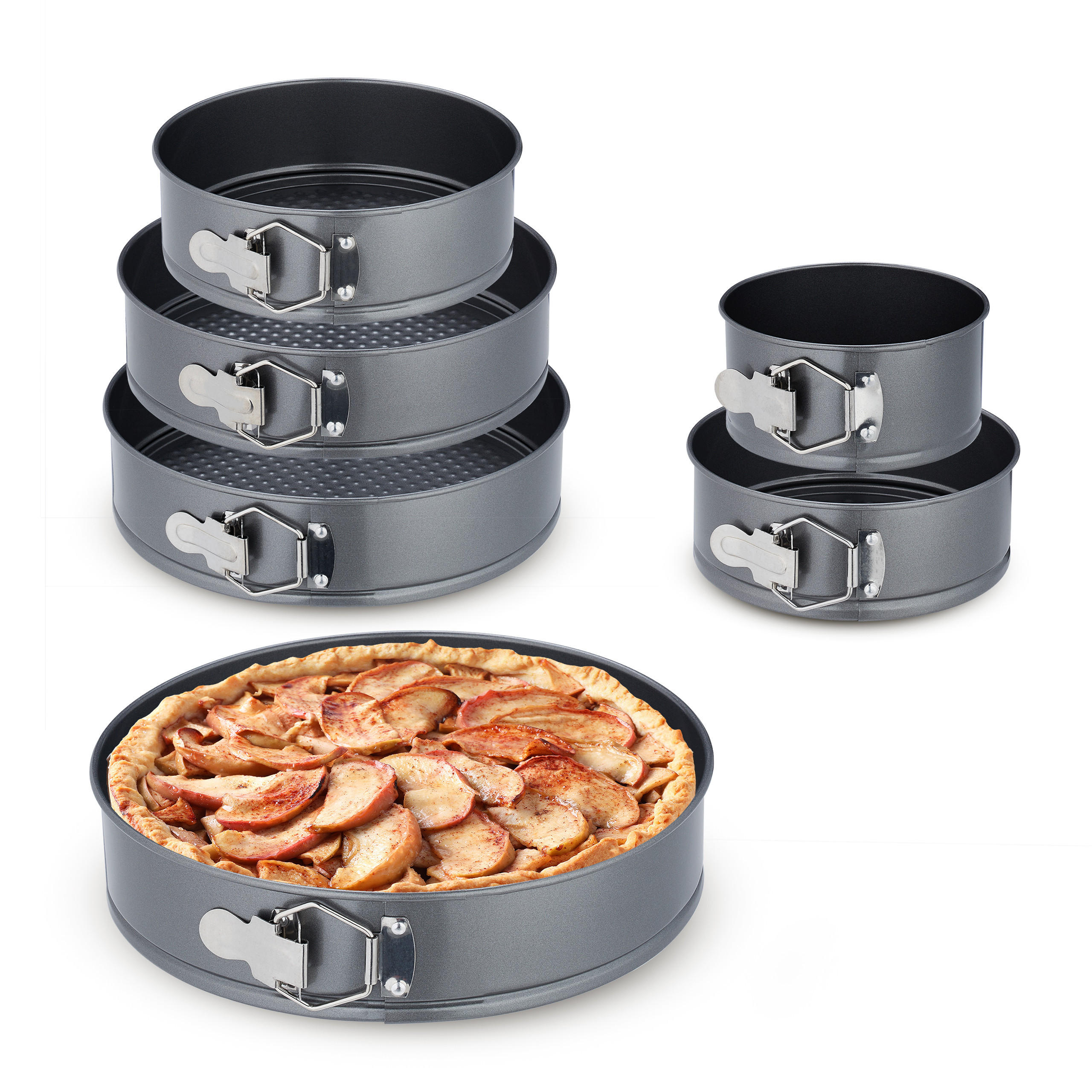 SPRINGFORM Set - Anthrazit, Metall (28/6.5/28cm) - Relaxdays
