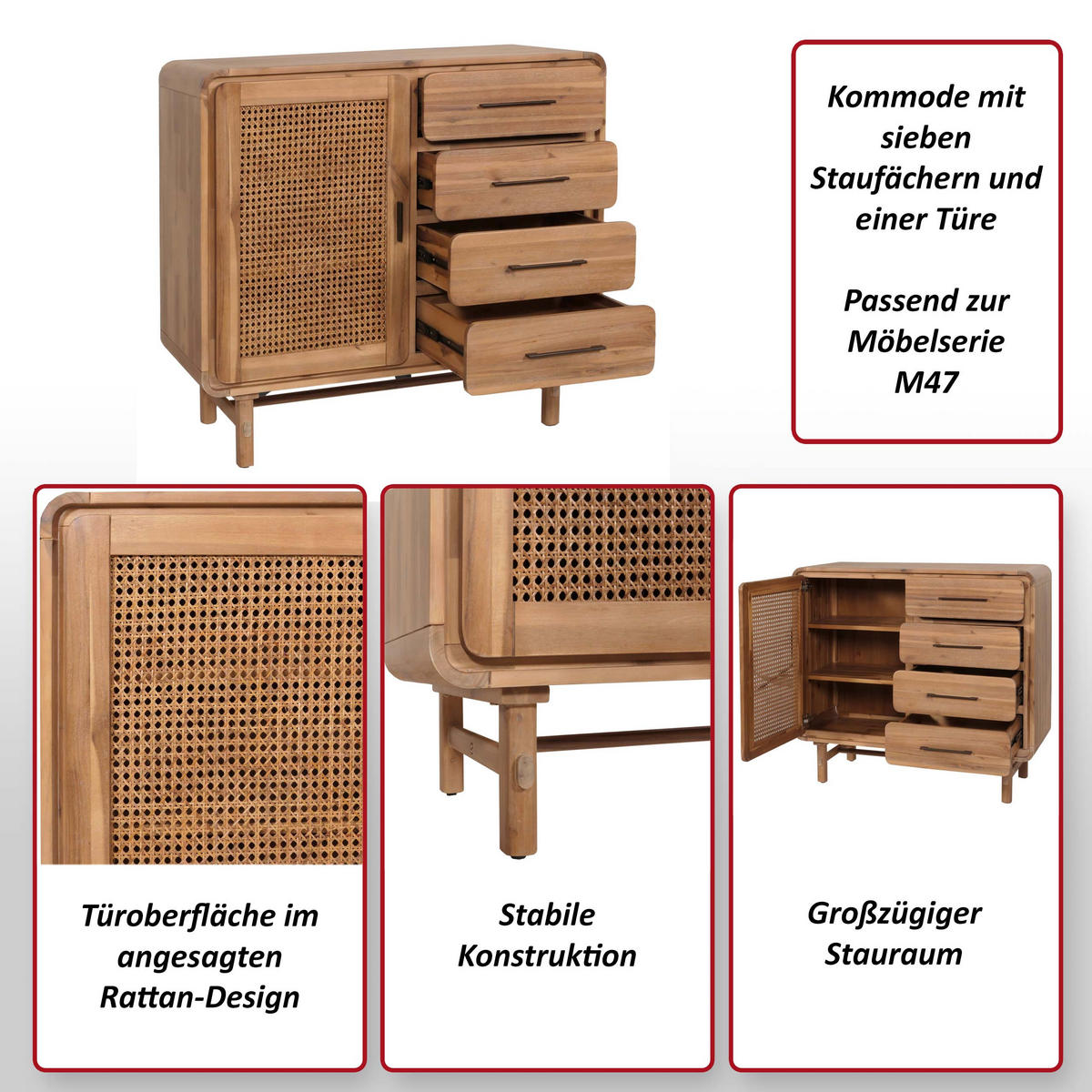 KOMMODE Braun - Braun, Holz (109/101/45cm) - MCW