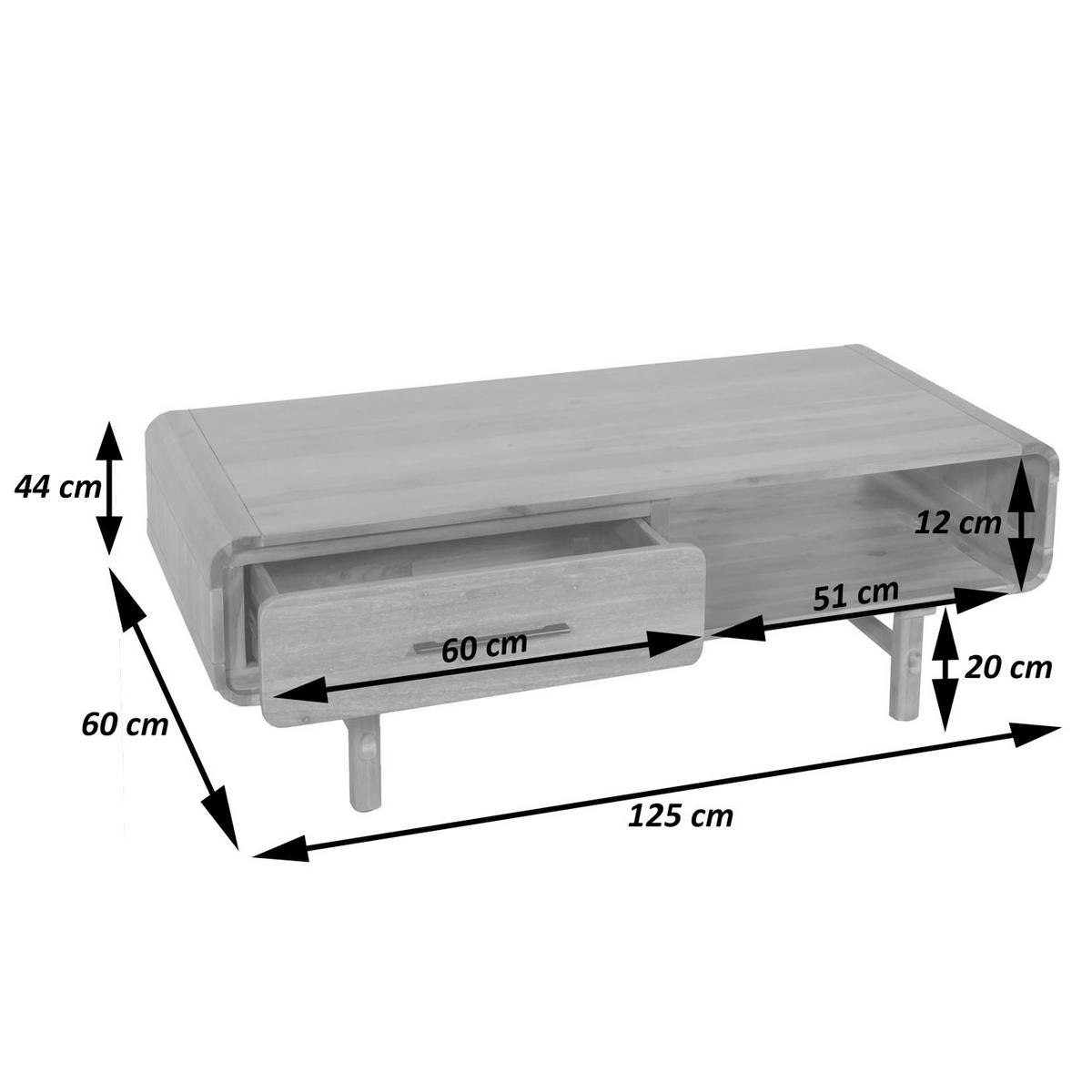 COUCHTISCH rechteckig Braun - Braun, Holz (60/125/44cm) - MCW