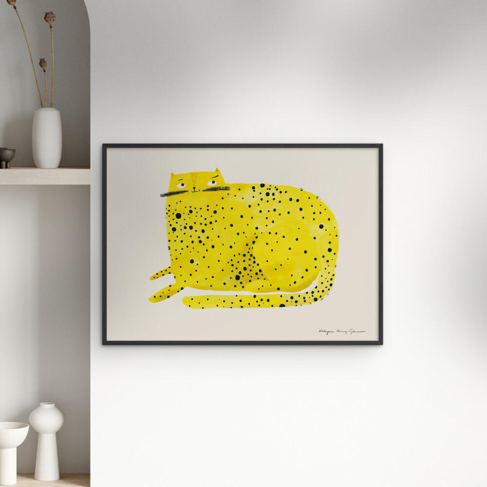 POSTER mit Rahmen Wild Apple - Cat - Gelb/Schwarz, Holz/Papier (50/70cm) - Poster&Frame