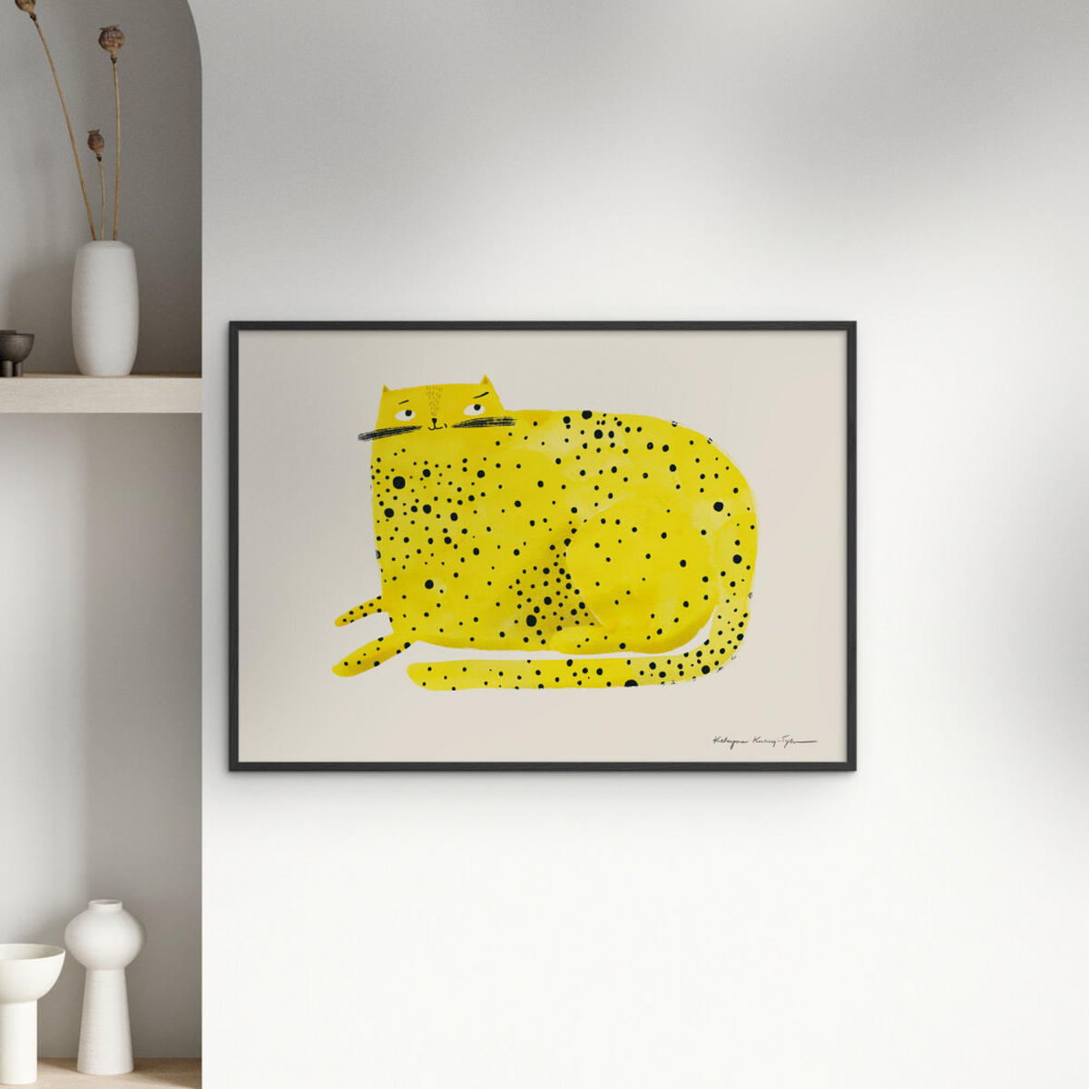 POSTER mit Rahmen Wild Apple - Cat - Gelb/Schwarz, Holz/Papier (50/70cm) - Poster&Frame