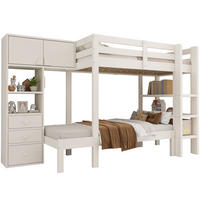ETAGENBETT 90/200 cm in Weiß mit Stauraum, LED-Nachtlicht und Regal - Weiß, Metall (90/200cm) - OKMYHOME