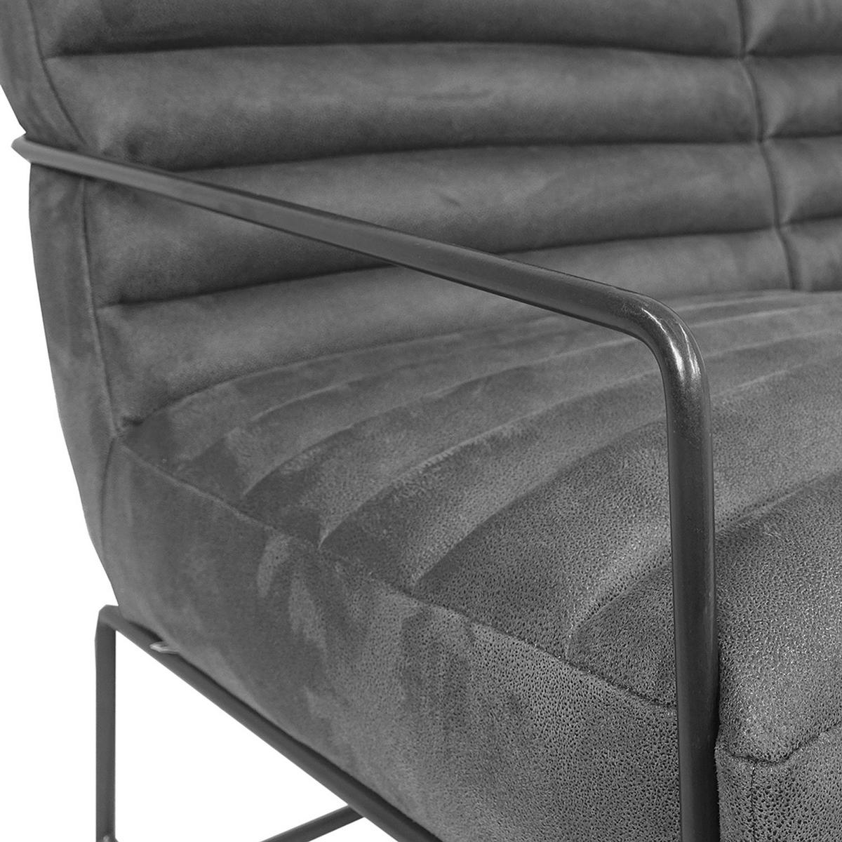 2-SITZER SOFA - Antiklederlook - Grau, Textil/Metall (121/81/78cm) - home24