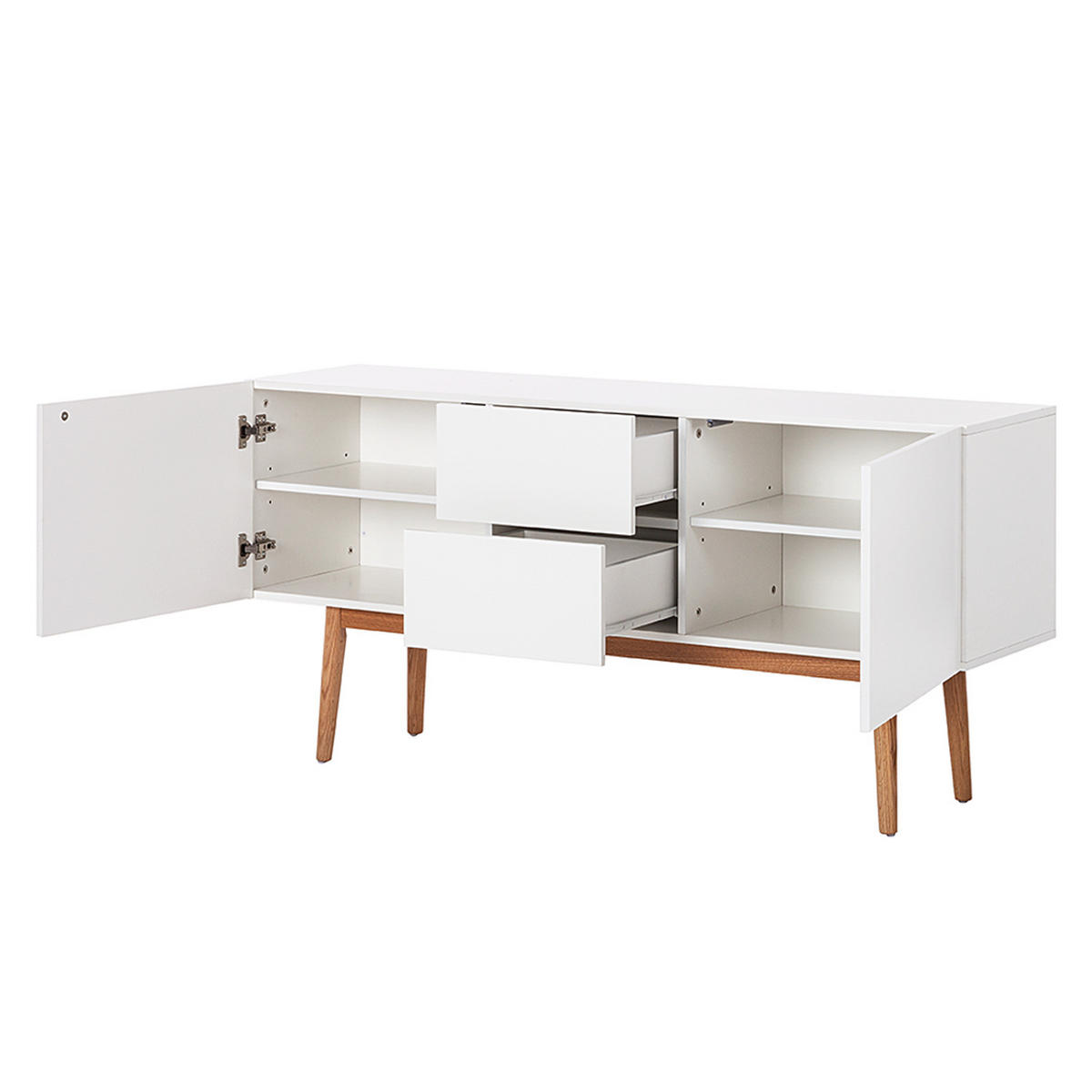 SIDEBOARD - Breite 150 cm - Eichefarben/Weiß, Eichenholz/Holz (150/72/40cm) - home24