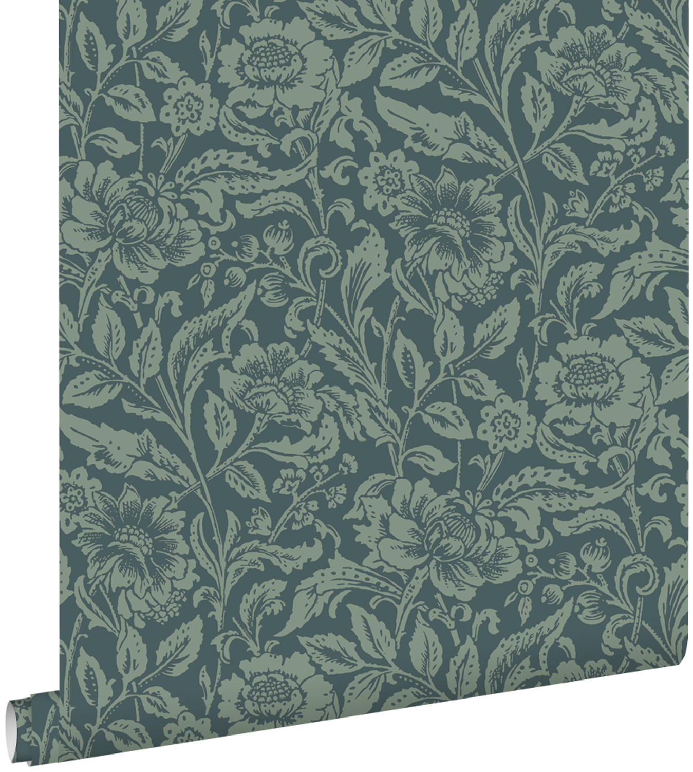 TAPETE Blumenmuster 53 cm x 10.05 m - Grün, Papier (53/1000cm) - ESTAhome