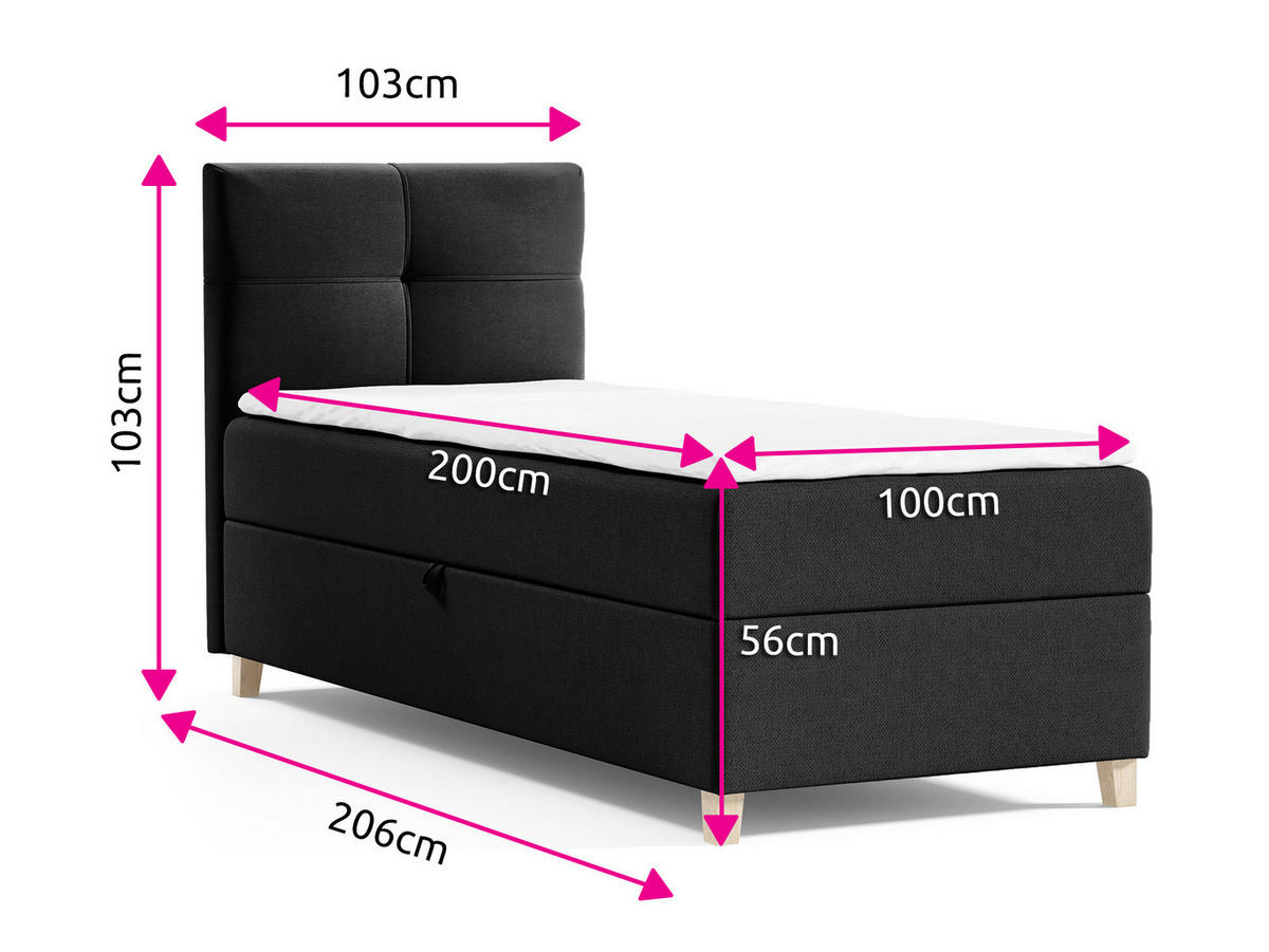 BOXBETT Candy Mini - 100x200 - pink (Soro 61, Chenille) - Pink/Beige, Holz/Holzwerkstoff (100/200cm) - Sofnet