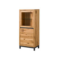 VITRINE Wildeiche 65x40x148 natur geölt VILLANDERS #104 - Braun, Holz (65/148/40cm) - Massivmoebel24